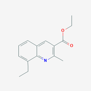 molecular formula C15H17NO2 B11870743 8-Ethyl-2-methylquinoline-3-carboxylic acid ethyl ester CAS No. 948291-37-0