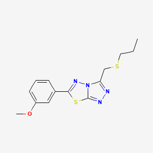 molecular formula C14H16N4OS2 B1187076 6-(3-Methoxyphenyl)-3-[(propylsulfanyl)methyl][1,2,4]triazolo[3,4-b][1,3,4]thiadiazole 