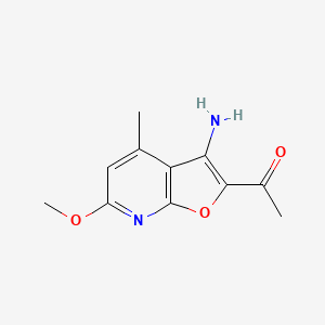 molecular formula C11H12N2O3 B1187113 1-(3-Amino-6-methoxy-4-methylfuro[2,3-b]pyridin-2-yl)ethanone 