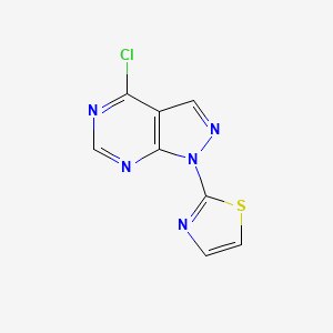 molecular formula C8H4ClN5S B11871159 4-Chloro-1-(1,3-thiazol-2-yl)-1H-pyrazolo[3,4-d]pyrimidine CAS No. 650638-04-3