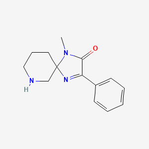 molecular formula C14H17N3O B11871238 1-Methyl-3-phenyl-1,4,7-triazaspiro[4.5]dec-3-en-2-one 