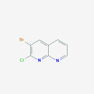 molecular formula C8H4BrClN2 B11871307 3-Bromo-2-chloro-1,8-naphthyridine 