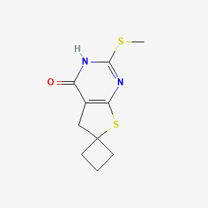 molecular formula C10H12N2OS2 B11871317 2'-(Methylthio)-5'H-spiro[cyclobutane-1,6'-thieno[2,3-D]pyrimidin]-4'-OL 