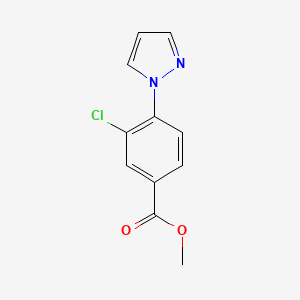 molecular formula C11H9ClN2O2 B11871476 Methyl 3-chloro-4-(1H-pyrazol-1-yl)benzoate 