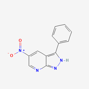 molecular formula C12H8N4O2 B11871532 1H-Pyrazolo[3,4-b]pyridine, 5-nitro-3-phenyl- CAS No. 98157-48-3