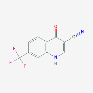 molecular formula C11H5F3N2O B11871720 4-Hydroxy-7-(trifluoromethyl)-3-quinolinecarbonitrile 