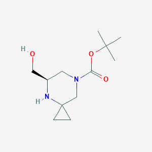 molecular formula C12H22N2O3 B11871901 tert-Butyl (5R)-5-(hydroxymethyl)-4,7-diazaspiro[2.5]octane-7-carboxylate 