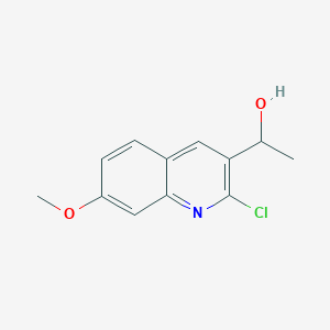 molecular formula C12H12ClNO2 B11871905 1-(2-Chloro-7-methoxyquinolin-3-yl)ethanol 