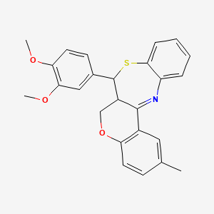 molecular formula C25H23NO3S B1187200 7-(3,4-dimethoxyphenyl)-2-methyl-6a,7-dihydro-6H-chromeno[3,4-c][1,5]benzothiazepine 