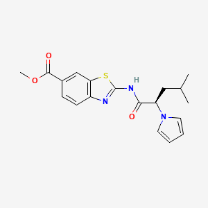 molecular formula C19H21N3O3S B1187213 methyl 2-{[4-methyl-2-(1H-pyrrol-1-yl)pentanoyl]amino}-1,3-benzothiazole-6-carboxylate 