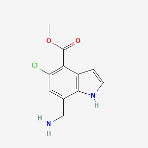 molecular formula C11H11ClN2O2 B11872162 Methyl 7-(aminomethyl)-5-chloro-1H-indole-4-carboxylate 