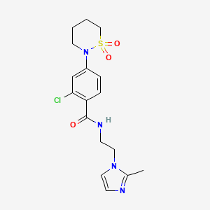 molecular formula C17H21ClN4O3S B1187228 2-chloro-4-(1,1-dioxido-1,2-thiazinan-2-yl)-N-[2-(2-methyl-1H-imidazol-1-yl)ethyl]benzamide 