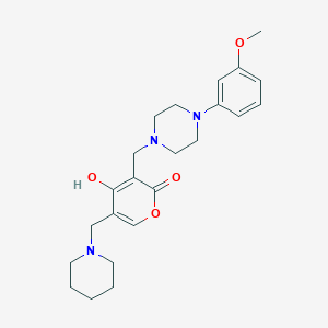 2-hydroxy-3-((4-(3-methoxyphenyl)piperazin-1-yl)methyl)-5-(piperidin-1-ylmethyl)-4H-pyran-4-one