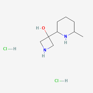 molecular formula C9H20Cl2N2O B11872407 3-(6-Methylpiperidin-2-yl)azetidin-3-ol dihydrochloride 