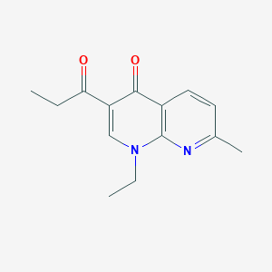 molecular formula C14H16N2O2 B11872473 1-Ethyl-7-methyl-3-propanoyl-1,8-naphthyridin-4(1H)-one CAS No. 58034-78-9