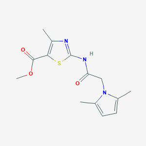 molecular formula C14H17N3O3S B1187248 methyl 2-{[(2,5-dimethyl-1H-pyrrol-1-yl)acetyl]amino}-4-methyl-1,3-thiazole-5-carboxylate 