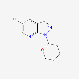 molecular formula C11H12ClN3O B11872514 5-Chloro-1-(tetrahydro-2H-pyran-2-yl)-1H-pyrazolo[3,4-b]pyridine 