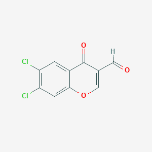 molecular formula C10H4Cl2O3 B11872542 6,7-Dichloro-4-oxo-4H-1-benzopyran-3-carbaldehyde CAS No. 64481-11-4