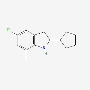 molecular formula C14H18ClN B11872599 5-Chloro-2-cyclopentyl-7-methylindoline 