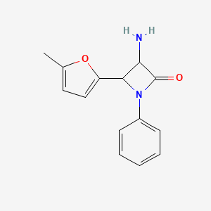 molecular formula C14H14N2O2 B11872773 3-Amino-4-(5-methylfuran-2-yl)-1-phenylazetidin-2-one 