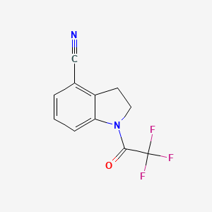 molecular formula C11H7F3N2O B11872825 1-(2,2,2-Trifluoroacetyl)indoline-4-carbonitrile 