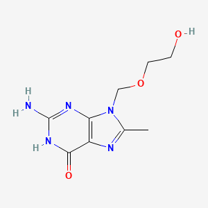 molecular formula C9H13N5O3 B11872887 9-((2-Hydroxyethoxy)methyl)-8-methylguanine CAS No. 91897-97-1