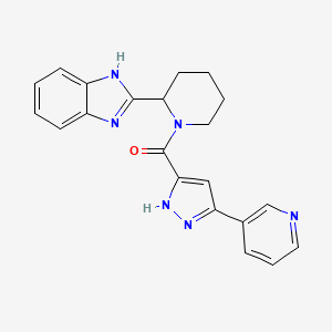 molecular formula C21H20N6O B1187291 [2-(1H-benzimidazol-2-yl)piperidin-1-yl][5-(pyridin-3-yl)-1H-pyrazol-3-yl]methanone 