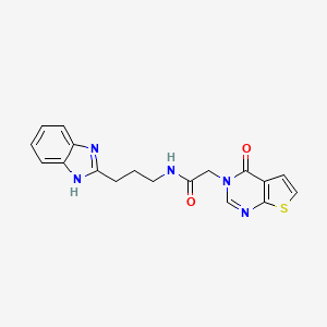 molecular formula C18H17N5O2S B1187296 N-[3-(1H-benzimidazol-2-yl)propyl]-2-(4-oxothieno[2,3-d]pyrimidin-3(4H)-yl)acetamide 