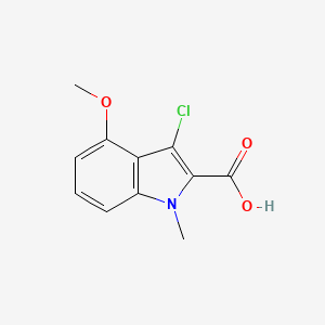 molecular formula C11H10ClNO3 B11873015 3-Chloro-4-methoxy-1-methyl-1H-indole-2-carboxylic acid 