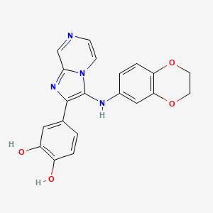 molecular formula C20H16N4O4 B1187307 4-[3-(2,3-Dihydro-1,4-benzodioxin-6-ylamino)imidazo[1,2-a]pyrazin-2-yl]-1,2-benzenediol 