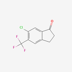 molecular formula C10H6ClF3O B11873133 6-Chloro-5-(trifluoromethyl)-2,3-dihydro-1H-inden-1-one 