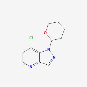 molecular formula C11H12ClN3O B11873198 7-Chloro-1-(tetrahydro-2H-pyran-2-yl)-1H-pyrazolo[4,3-b]pyridine 