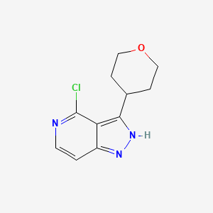 molecular formula C11H12ClN3O B11873290 4-Chloro-3-(tetrahydro-2H-pyran-4-yl)-1H-pyrazolo[4,3-c]pyridine 