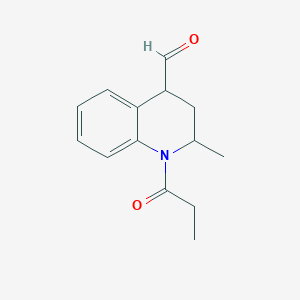 molecular formula C14H17NO2 B11873339 2-Methyl-1-propionyl-1,2,3,4-tetrahydroquinoline-4-carbaldehyde 