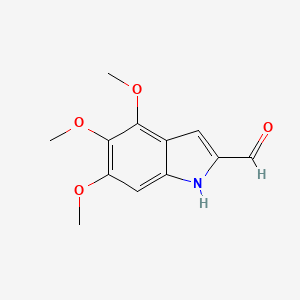 molecular formula C12H13NO4 B11873400 4,5,6-Trimethoxy-1H-indole-2-carbaldehyde 