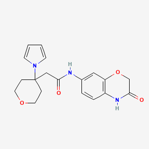 molecular formula C19H21N3O4 B1187346 N-(3-oxo-3,4-dihydro-2H-1,4-benzoxazin-7-yl)-2-[4-(1H-pyrrol-1-yl)tetrahydro-2H-pyran-4-yl]acetamide 
