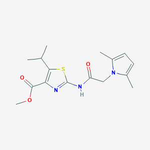 molecular formula C16H21N3O3S B1187353 methyl 2-{[(2,5-dimethyl-1H-pyrrol-1-yl)acetyl]amino}-5-(propan-2-yl)-1,3-thiazole-4-carboxylate 