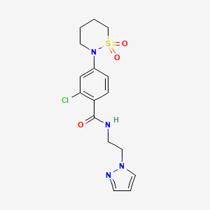 molecular formula C16H19ClN4O3S B1187366 2-chloro-4-(1,1-dioxido-1,2-thiazinan-2-yl)-N-[2-(1H-pyrazol-1-yl)ethyl]benzamide 