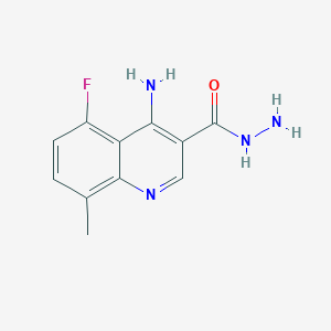 molecular formula C11H11FN4O B11873705 4-Amino-5-fluoro-8-methylquinoline-3-carbohydrazide 