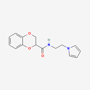 molecular formula C15H16N2O3 B1187376 N-[2-(1H-pyrrol-1-yl)ethyl]-2,3-dihydro-1,4-benzodioxine-2-carboxamide 