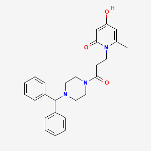 molecular formula C26H29N3O3 B1187383 1-{3-[4-(diphenylmethyl)piperazin-1-yl]-3-oxopropyl}-4-hydroxy-6-methylpyridin-2(1H)-one 