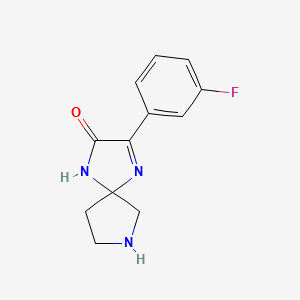 molecular formula C12H12FN3O B11873891 3-(3-Fluorophenyl)-1,4,7-triazaspiro[4.4]non-3-en-2-one 