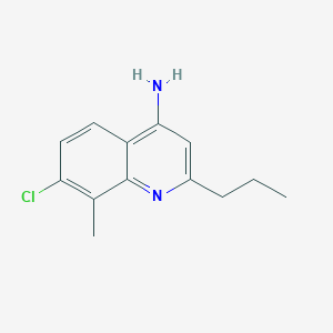 molecular formula C13H15ClN2 B11874013 7-Chloro-8-methyl-2-propylquinolin-4-amine CAS No. 1189105-56-3