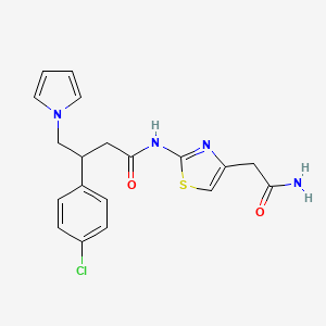 molecular formula C19H19ClN4O2S B1187410 N-[4-(2-amino-2-oxoethyl)-1,3-thiazol-2-yl]-3-(4-chlorophenyl)-4-(1H-pyrrol-1-yl)butanamide 