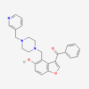 molecular formula C26H25N3O3 B1187415 (5-Hydroxy-4-{[4-(pyridin-3-ylmethyl)piperazin-1-yl]methyl}-1-benzofuran-3-yl)(phenyl)methanone 