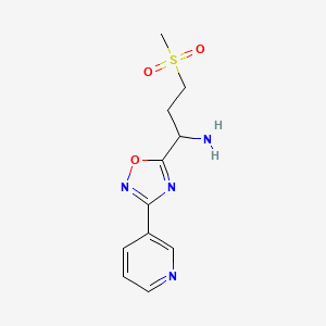 molecular formula C11H14N4O3S B1187417 3-(Methylsulfonyl)-1-(3-pyridin-3-yl-1,2,4-oxadiazol-5-yl)propan-1-amine 
