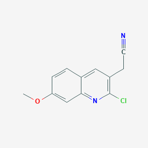 molecular formula C12H9ClN2O B11874187 2-(2-Chloro-7-methoxyquinolin-3-yl)acetonitrile 