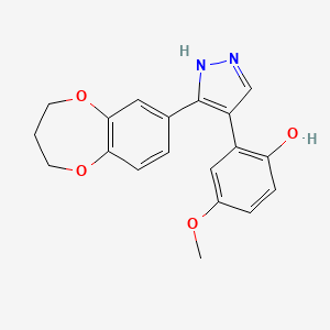 molecular formula C19H18N2O4 B1187432 2-[3-(3,4-dihydro-2H-1,5-benzodioxepin-7-yl)-1H-pyrazol-4-yl]-4-methoxyphenol 