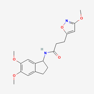 molecular formula C18H22N2O5 B1187435 N-(5,6-dimethoxy-2,3-dihydro-1H-inden-1-yl)-3-(3-methoxy-5-isoxazolyl)propanamide 