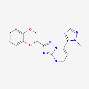 molecular formula C17H14N6O2 B1187439 2-(2,3-dihydro-1,4-benzodioxin-2-yl)-7-(1-methyl-1H-pyrazol-5-yl)[1,2,4]triazolo[1,5-a]pyrimidine 